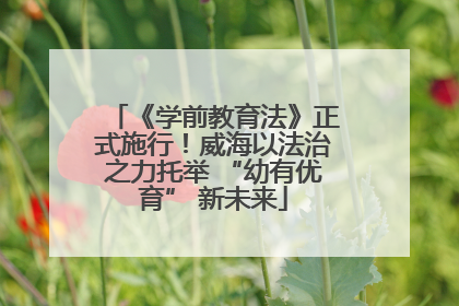 《学前教育法》正式施行！威海以法治之力托举 “幼有优育” 新未来