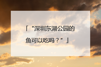 “深圳东湖公园的鱼可以吃吗？”