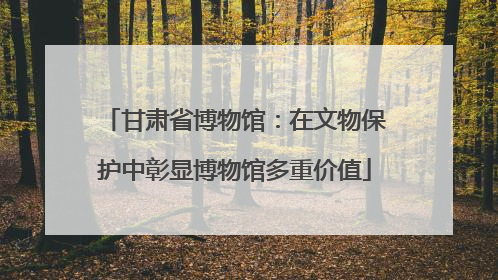 甘肃省博物馆：在文物保护中彰显博物馆多重价值