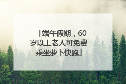 端午假期，60岁以上老人可免费乘坐萝卜快跑