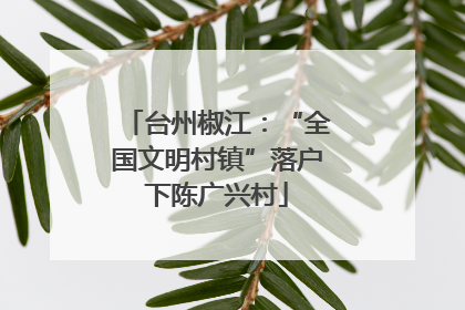 台州椒江：“全国文明村镇”落户下陈广兴村