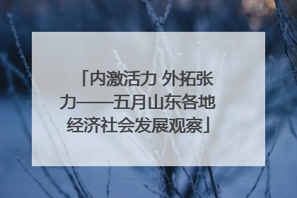 内激活力 外拓张力——五月山东各地经济社会发展观察