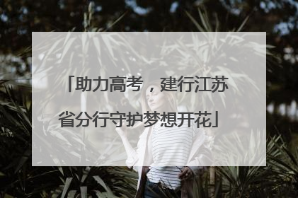 助力高考，建行江苏省分行守护梦想开花
