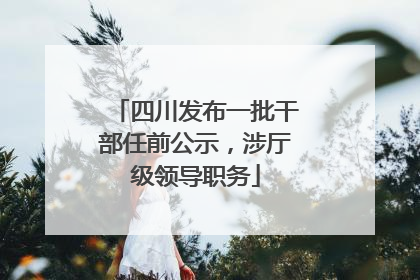 四川发布一批干部任前公示，涉厅级领导职务