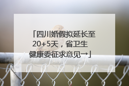 四川婚假拟延长至20+5天，省卫生健康委征求意见→