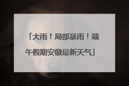 大雨！局部暴雨！端午假期安徽最新天气