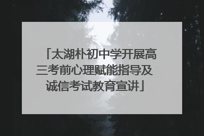 太湖朴初中学开展高三考前心理赋能指导及诚信考试教育宣讲