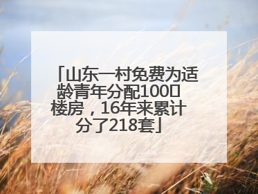 山东一村免费为适龄青年分配100㎡楼房，16年来累计分了218套