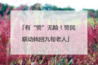 有“警”无险！警民联动找回九旬老人