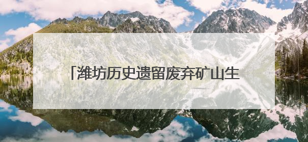 潍坊历史遗留废弃矿山生态修复工程获国家示范