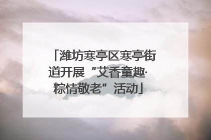 潍坊寒亭区寒亭街道开展“艾香童趣·粽情敬老”活动