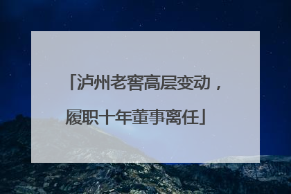 泸州老窖高层变动，履职十年董事离任