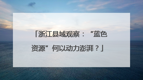 浙江县域观察：“蓝色资源”何以动力澎湃？