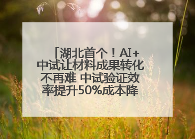 湖北首个！AI+中试让材料成果转化不再难 中试验证效率提升50%成本降低60%