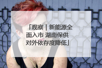 观察｜新能源全面入市 湖南保供对外依存度降低