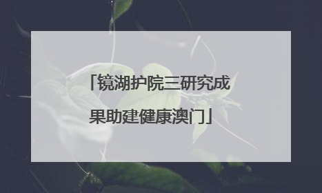 镜湖护院三研究成果助建健康澳门