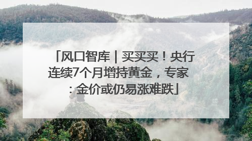 风口智库｜买买买！央行连续7个月增持黄金，专家：金价或仍易涨难跌
