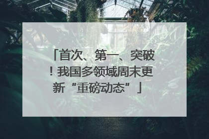 首次、第一、突破！我国多领域周末更新“重磅动态”