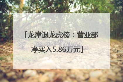 龙津退龙虎榜：营业部净买入5.86万元