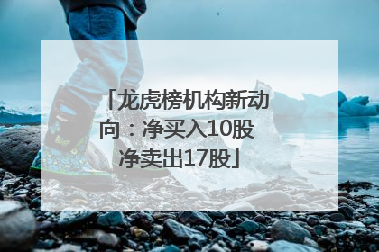龙虎榜机构新动向：净买入10股 净卖出17股