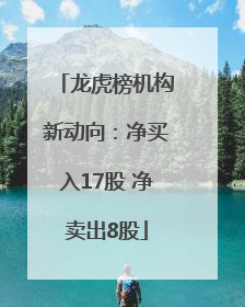 龙虎榜机构新动向：净买入17股 净卖出8股