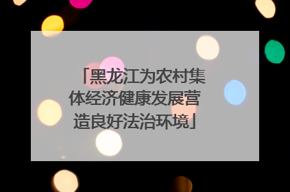 黑龙江为农村集体经济健康发展营造良好法治环境