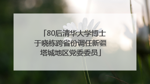 80后清华大学博士于晓栋跨省份调任新疆塔城地区党委委员